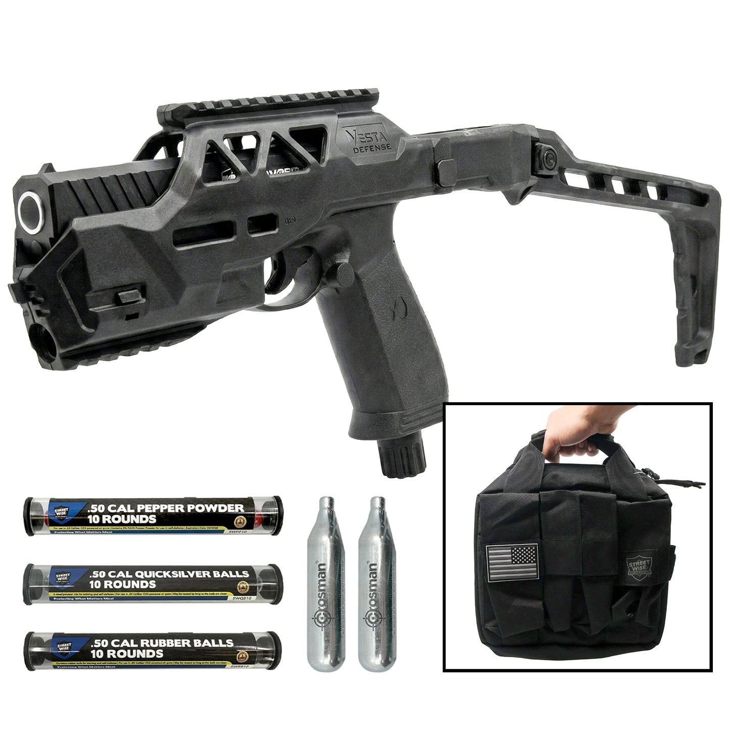 Streetwise The Heat Pepper Ball Launcher Folding Stock Deluxe Kit