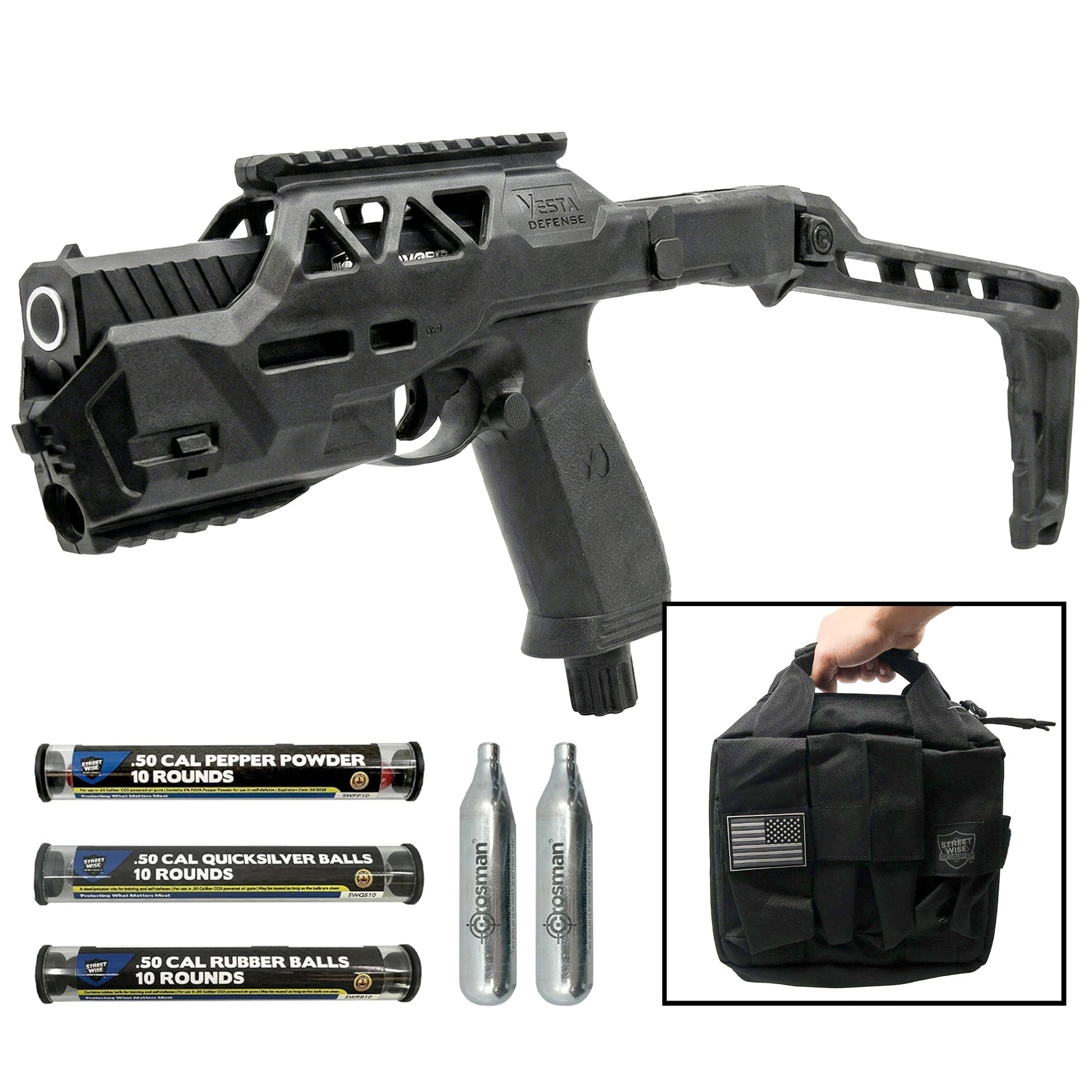 Streetwise The Heat Pepper Ball Launcher Folding Stock Deluxe Kit