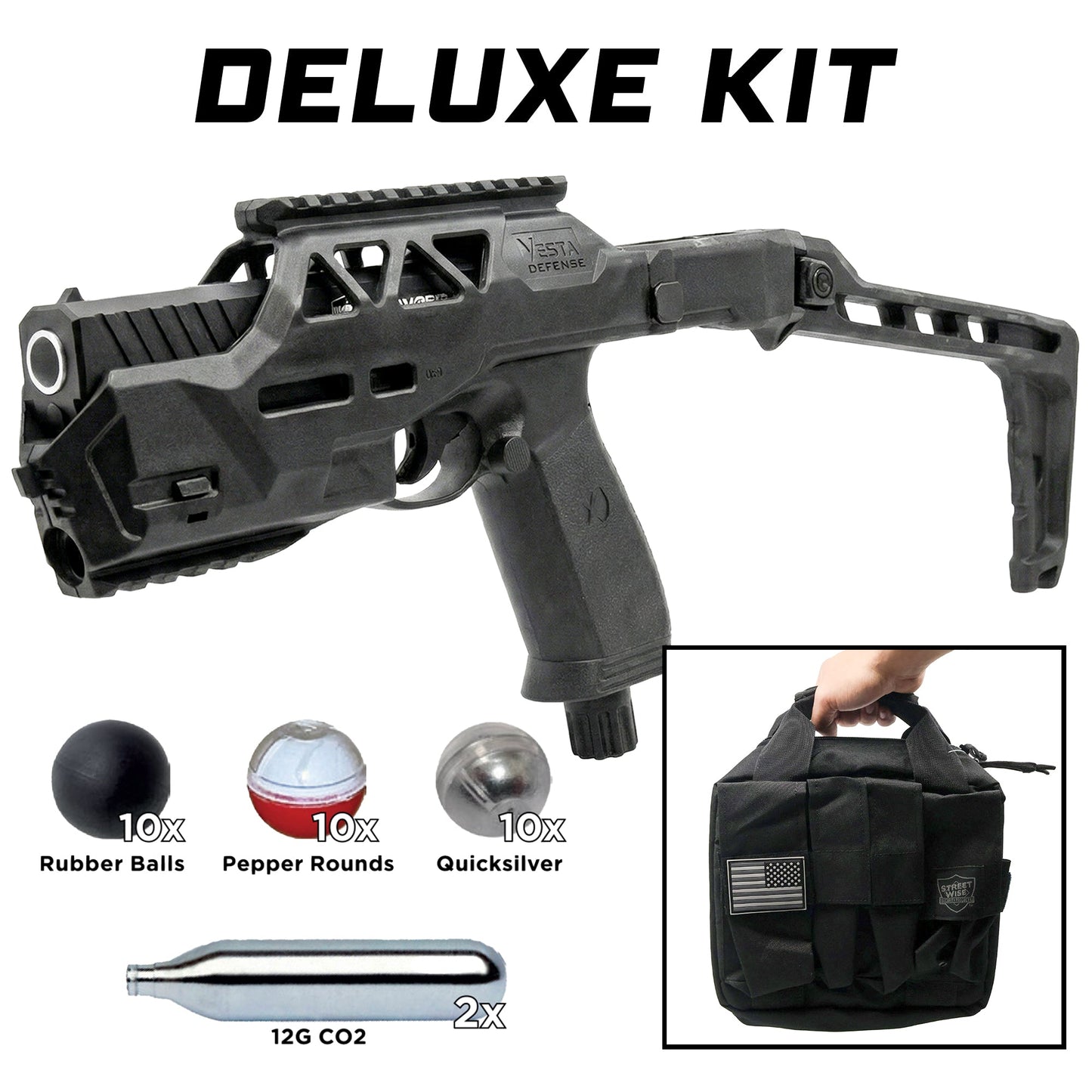 Streetwise The Heat Pepper Ball Launcher Folding Stock Deluxe Kit