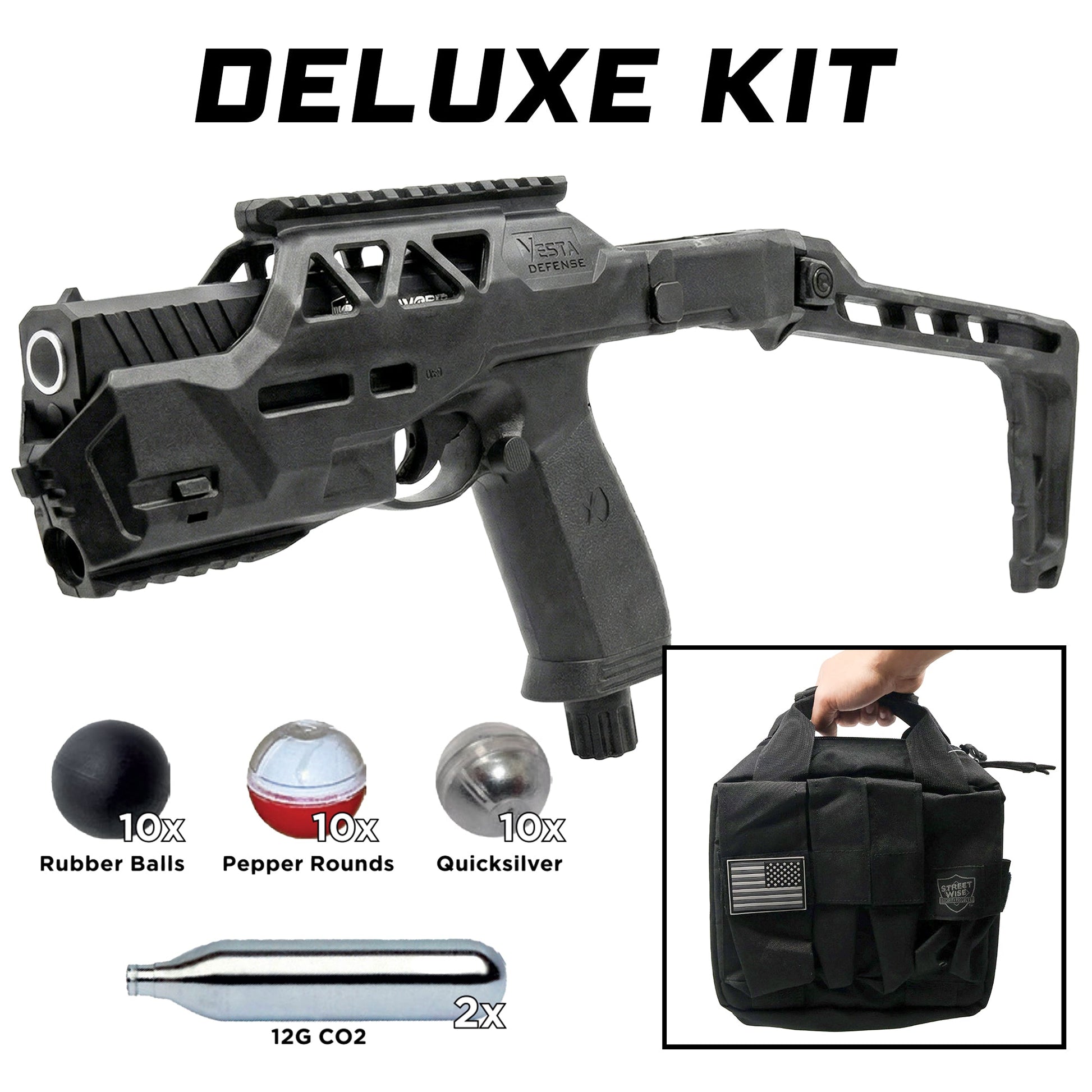 Streetwise The Heat Pepper Ball Launcher Folding Stock Deluxe Kit