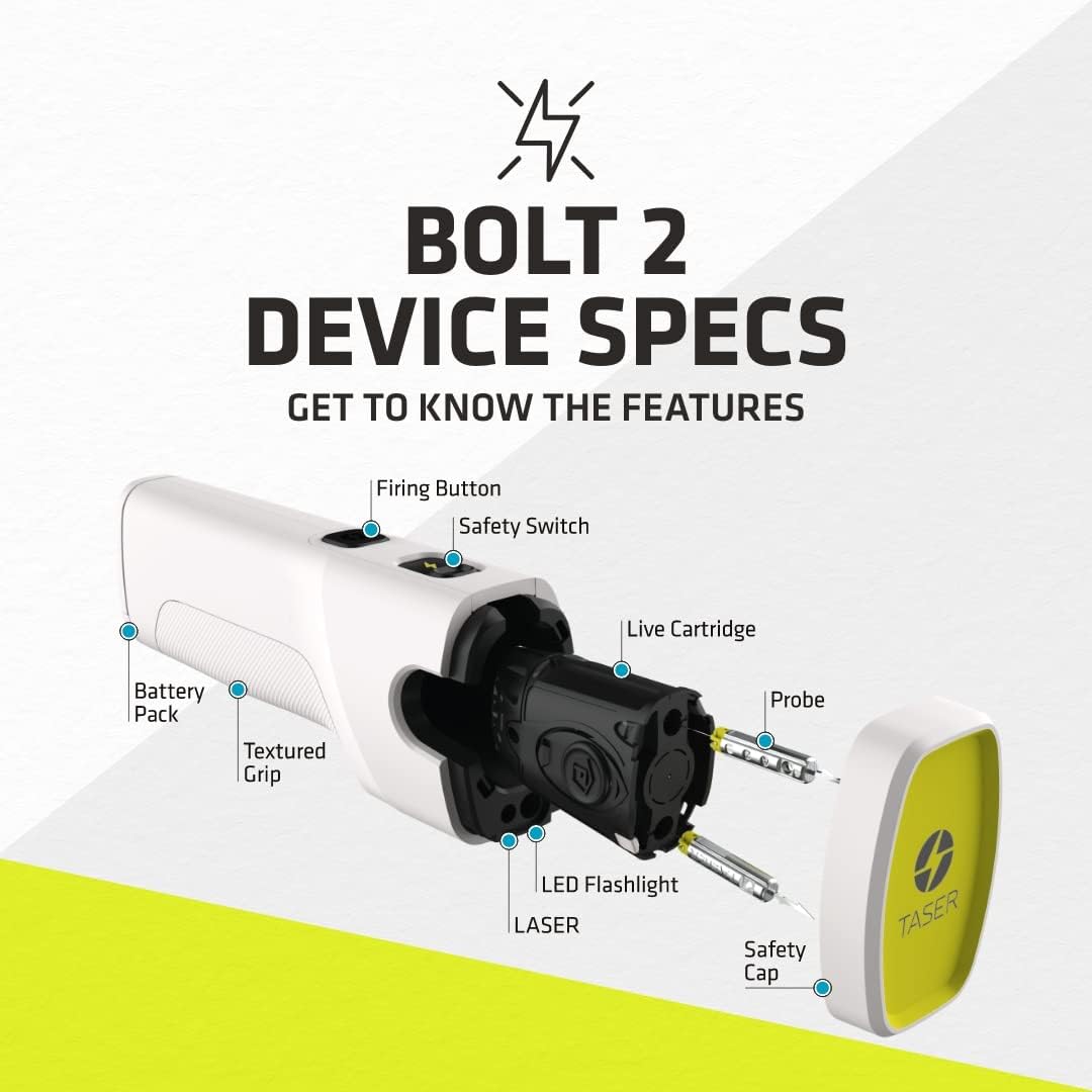 TASER Bolt 2 Self-Defense Compact Shooting Stun Gun Bundle Pack