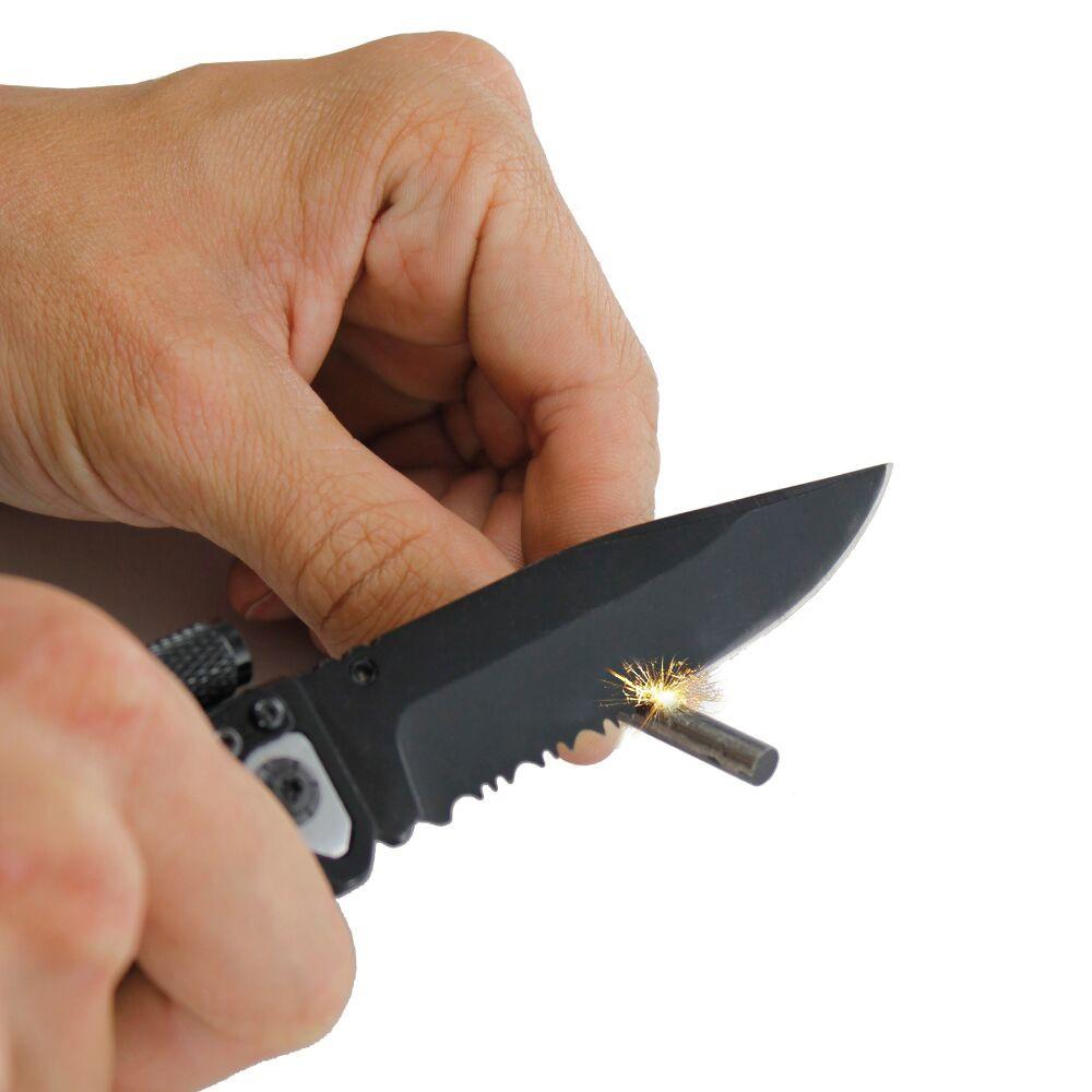 Tiger-USA 5-in-1 EDC Folding Survival Pocket Knife w/ LED Light & Fire Starter