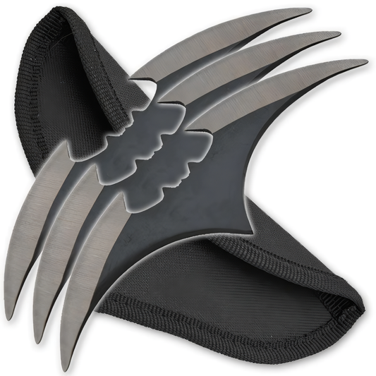 Two-Toned Stainless Steel Bat Throwing Blades 5.5" w/ Nylon Holster 3-pack