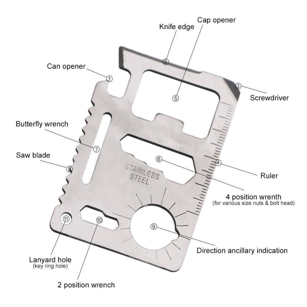 WeaponTek 11-in-1 Wallet Credit Card Tool Survival Utility Pocket Knife