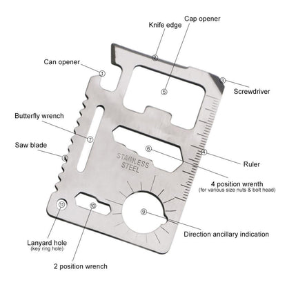 WeaponTek 11-in-1 Wallet Credit Card Tool Survival Utility Pocket Knife