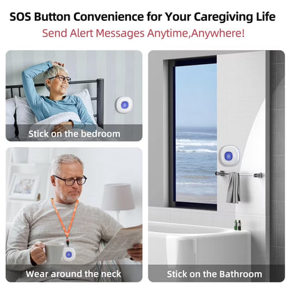 CallToU Wireless Caregiver Pager with SOS Call Buttons for Elderly, Medical Alert System 500FT