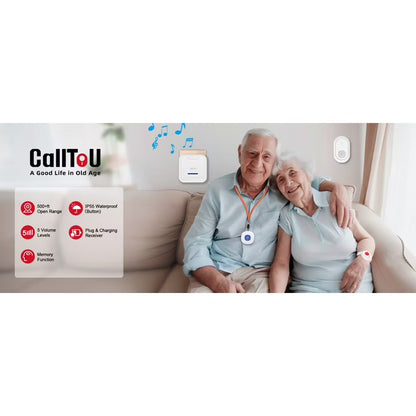 CallToU Wireless Caregiver Pager with SOS Call Buttons for Elderly, Medical Alert System 500FT