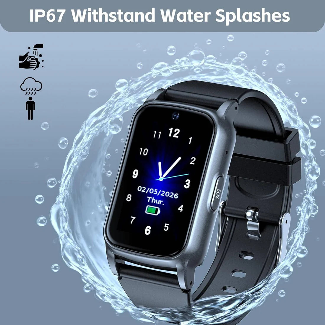 Fall Detection Smart Watch for Seniors, Medical Alert Watch with GPS Tracking, Dementia & Alzheimer's, 4G Safety