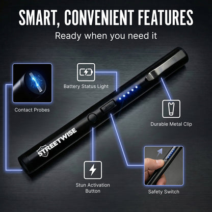 Streetwise Pain Pen 6" Rechargeable Stun Gun 25M