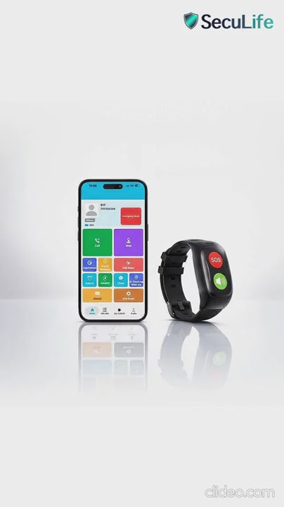 SecuLife Elderly Fall Detection, Smart Wristband, SOS Emergency calling, Caregiver GPS Tracker – Simple & Reliable Life Alert System for Seniors, easy to use app